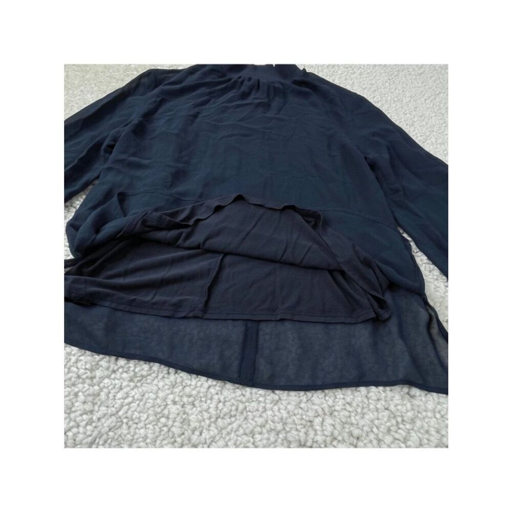 Reiss Sandrine Semi-Sheer Blouse Navy Blue Womens XS - Picture 5 of 7